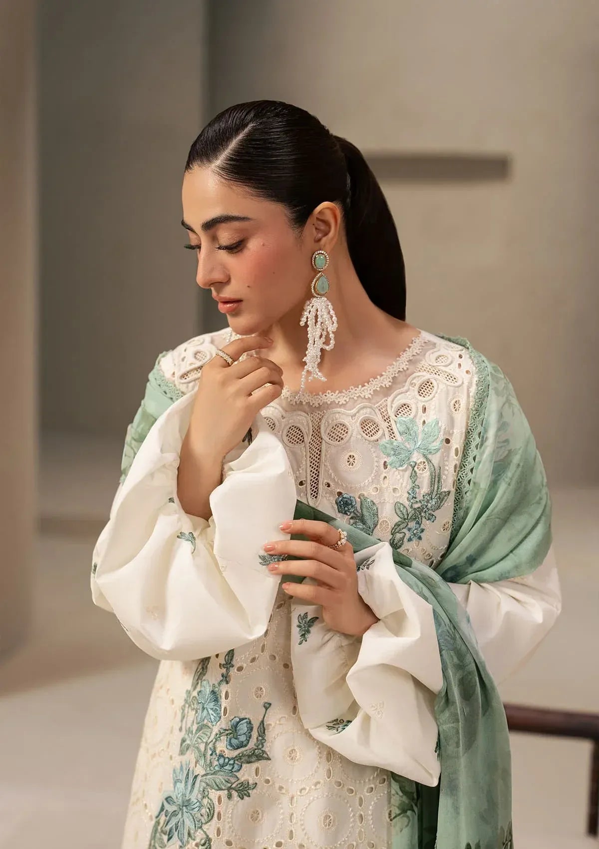 Elaf Premium - E-Craft Chikankari Lawn - EHC-1A VANILLA