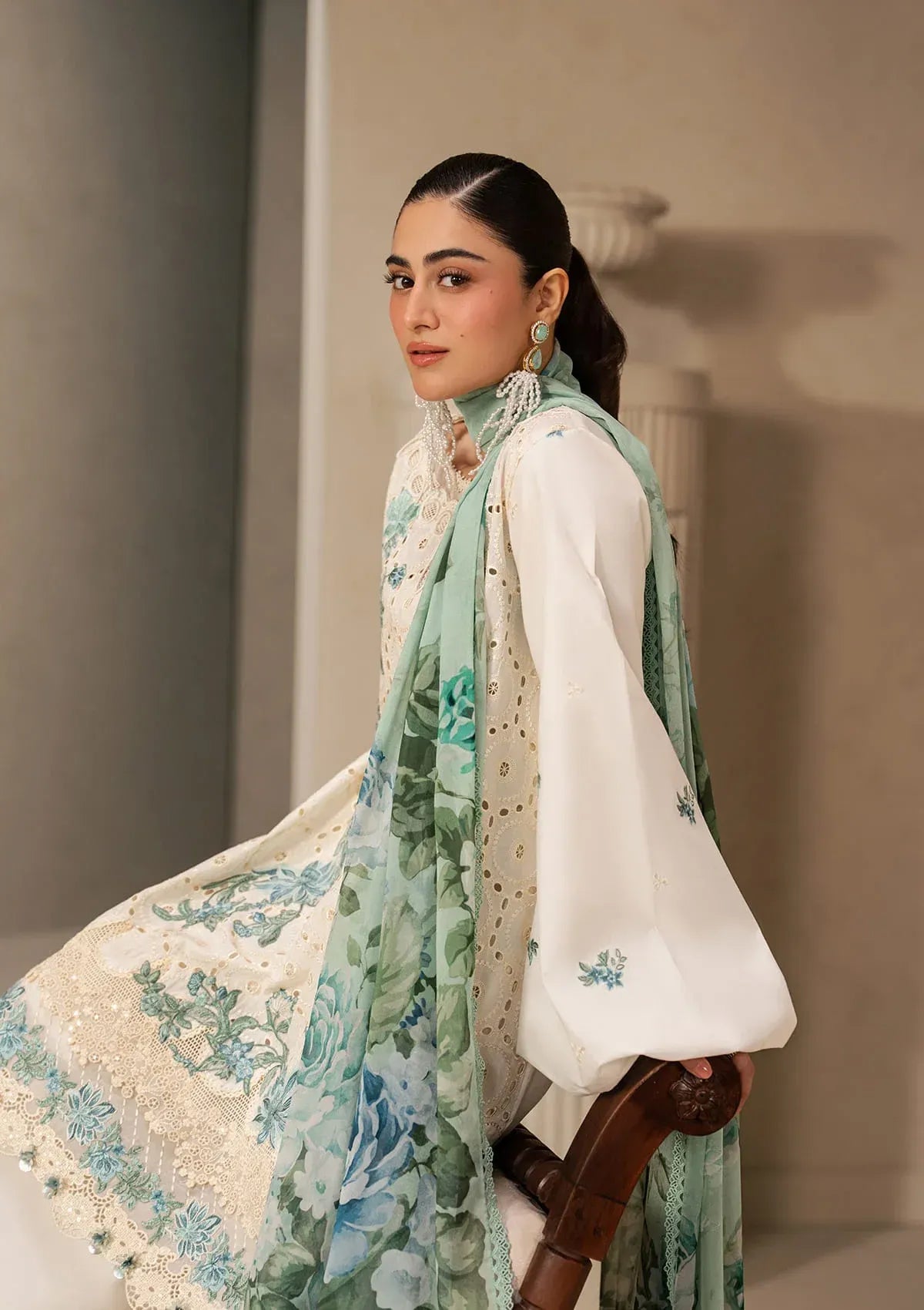 Elaf Premium - E-Craft Chikankari Lawn - EHC-1A VANILLA