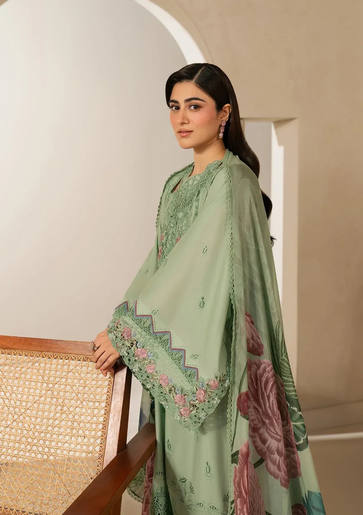Elaf Premium - E-Craft Chikankari Lawn - EHC-4B ALOE