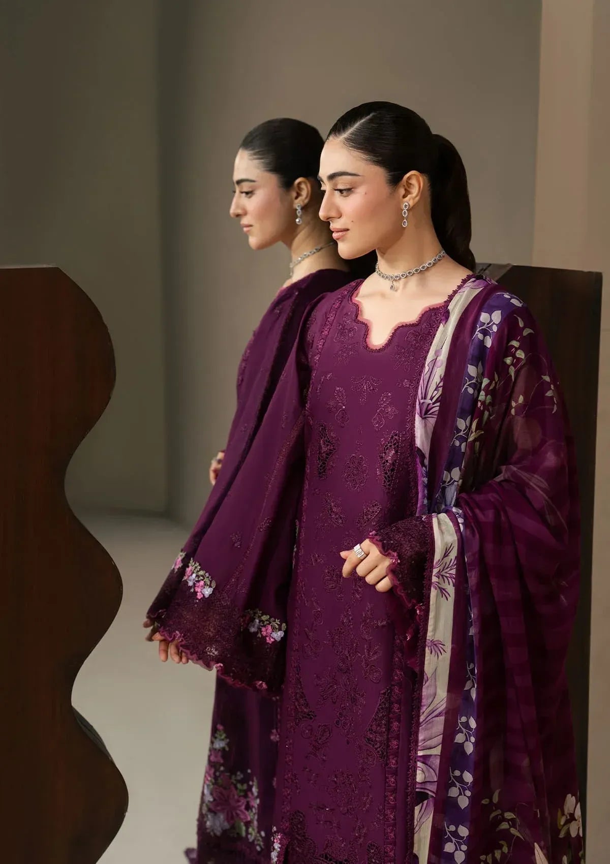 Elaf Premium - E-Craft Chikankari Lawn - EHC-2B CASSIS