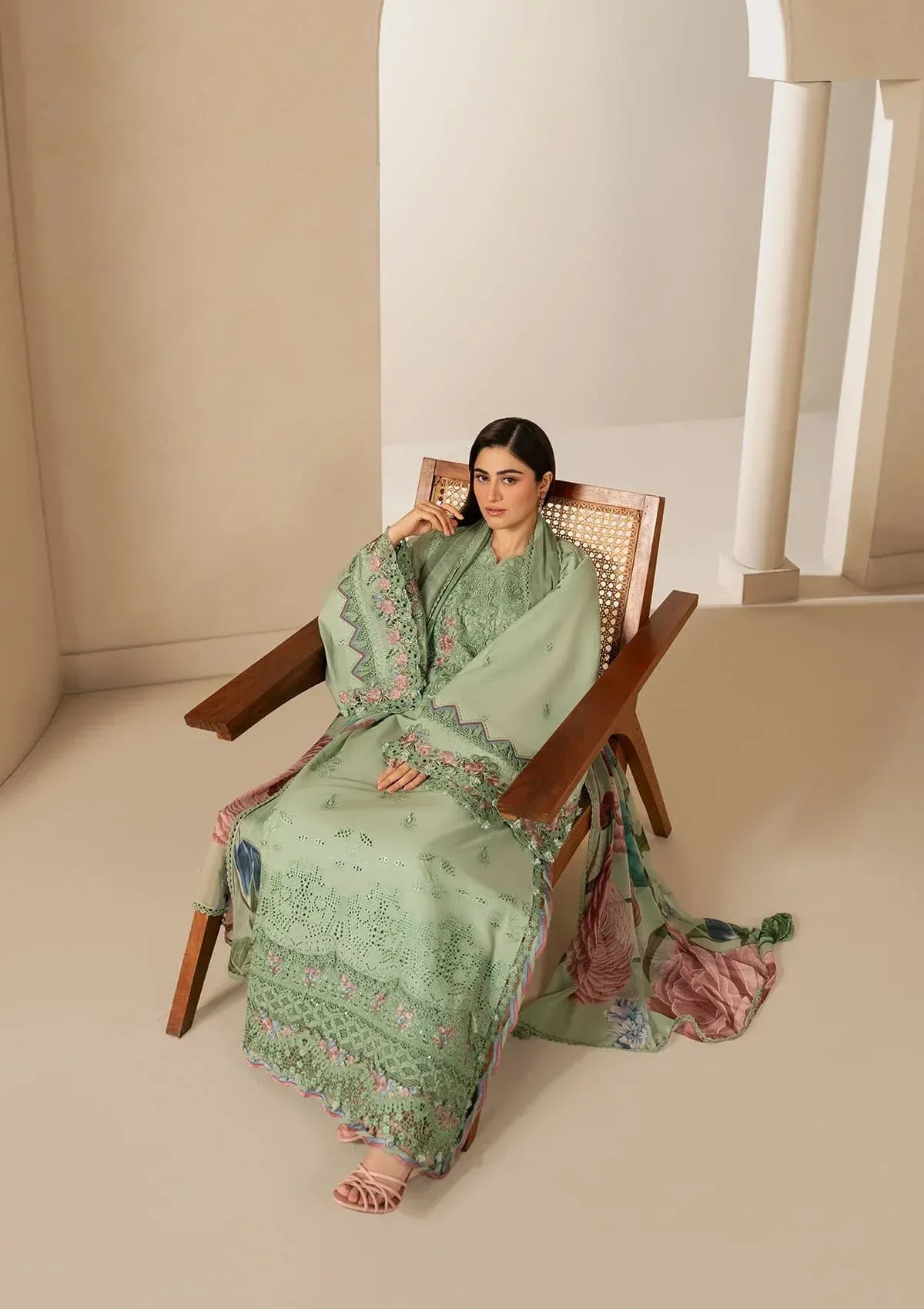 Elaf Premium - E-Craft Chikankari Lawn - EHC-4B ALOE