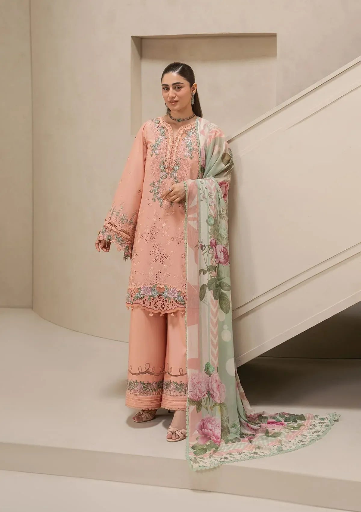 Elaf Premium - E-Craft Chikankari Lawn - EHC-3B DUSTROSE