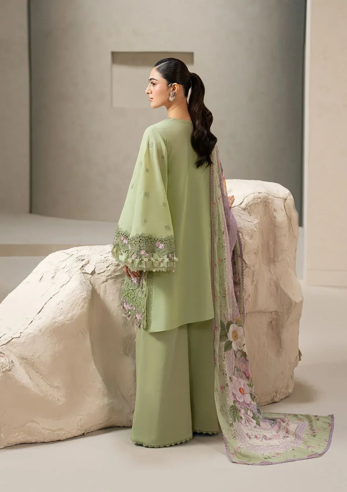 Elaf Premium - E-Craft Chikankari Lawn - EHC-6A BASIL