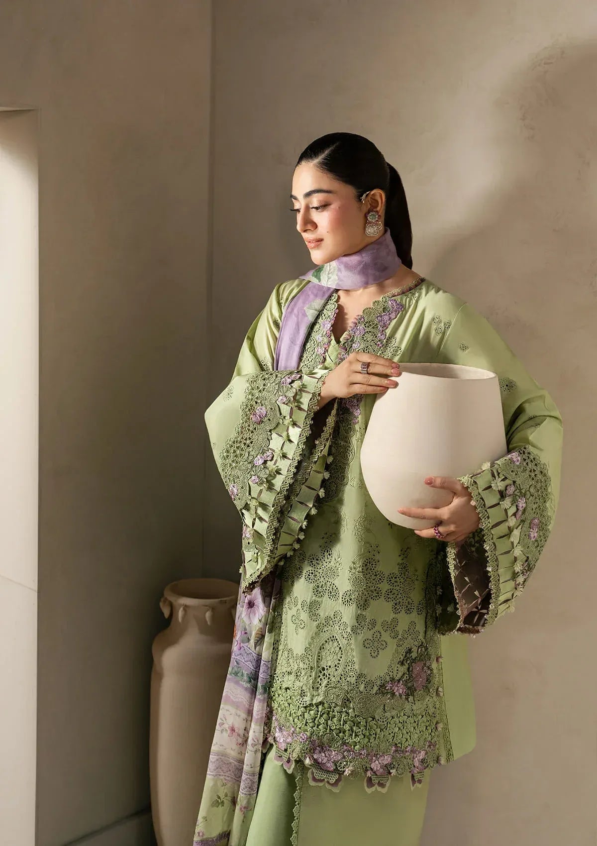 Elaf Premium - E-Craft Chikankari Lawn - EHC-6A BASIL