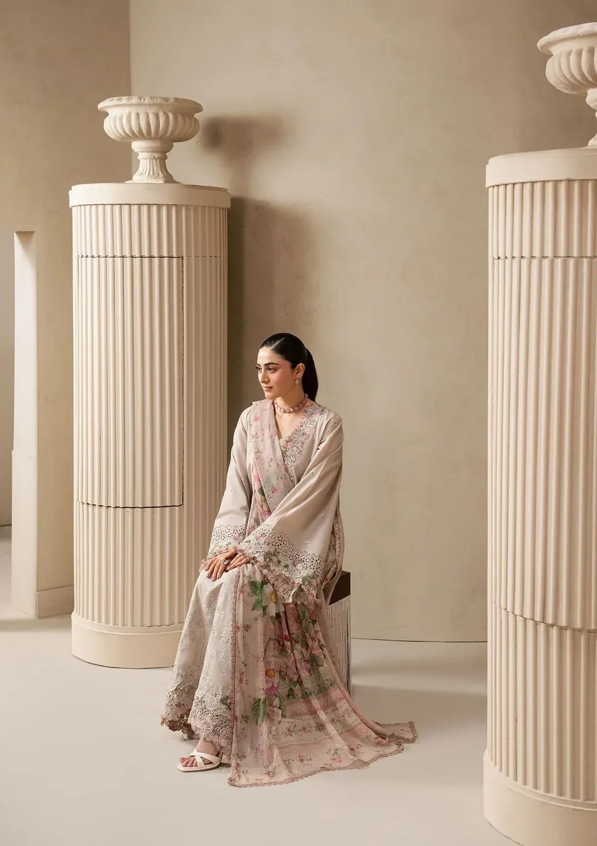 Elaf Premium - E-Craft Chikankari Lawn - EHC-6B CLAY
