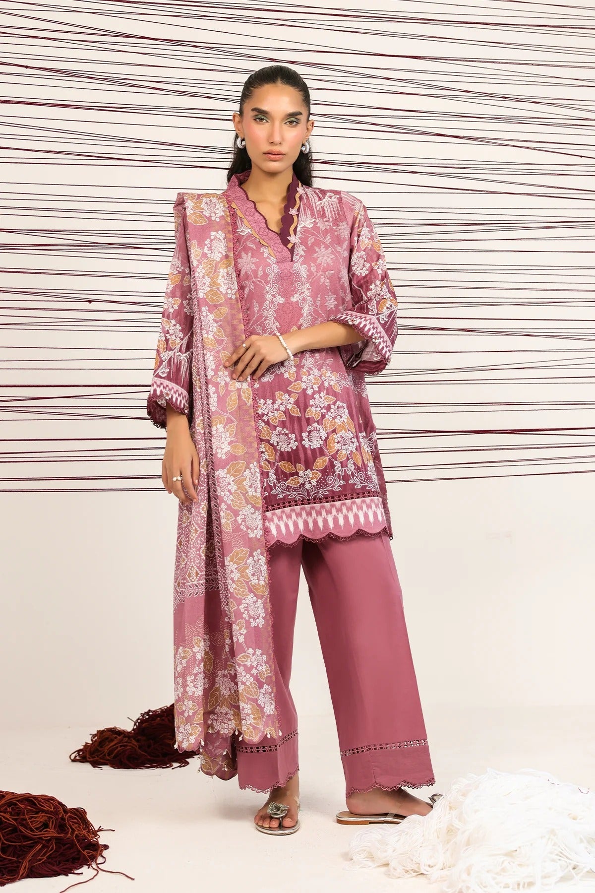 LAWN - Rhea - Rose Filigree