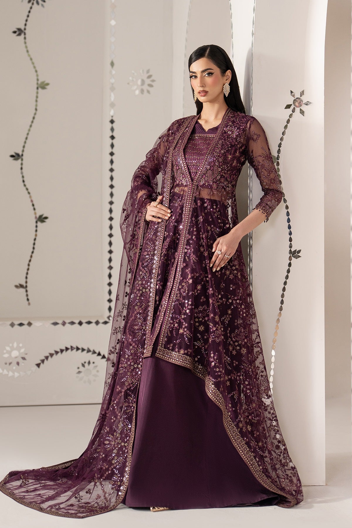 Lavish Premium - Shehnai - Embroidered Organza - Raos-e-gul