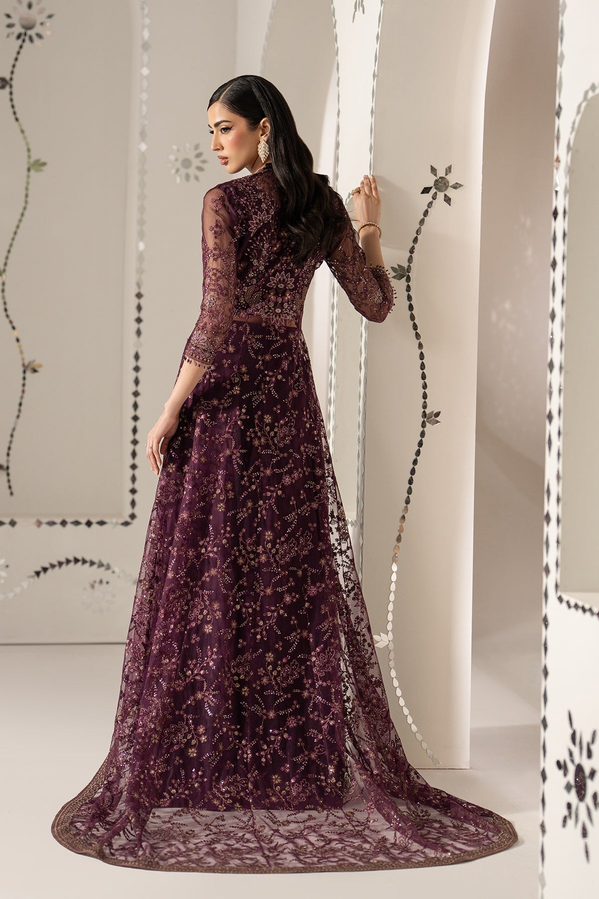 Lavish Premium - Shehnai - Embroidered Organza - Raos-e-gul