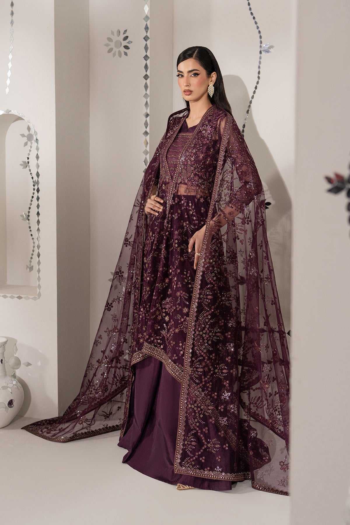 Lavish Premium - Shehnai - Embroidered Organza - Raos-e-gul