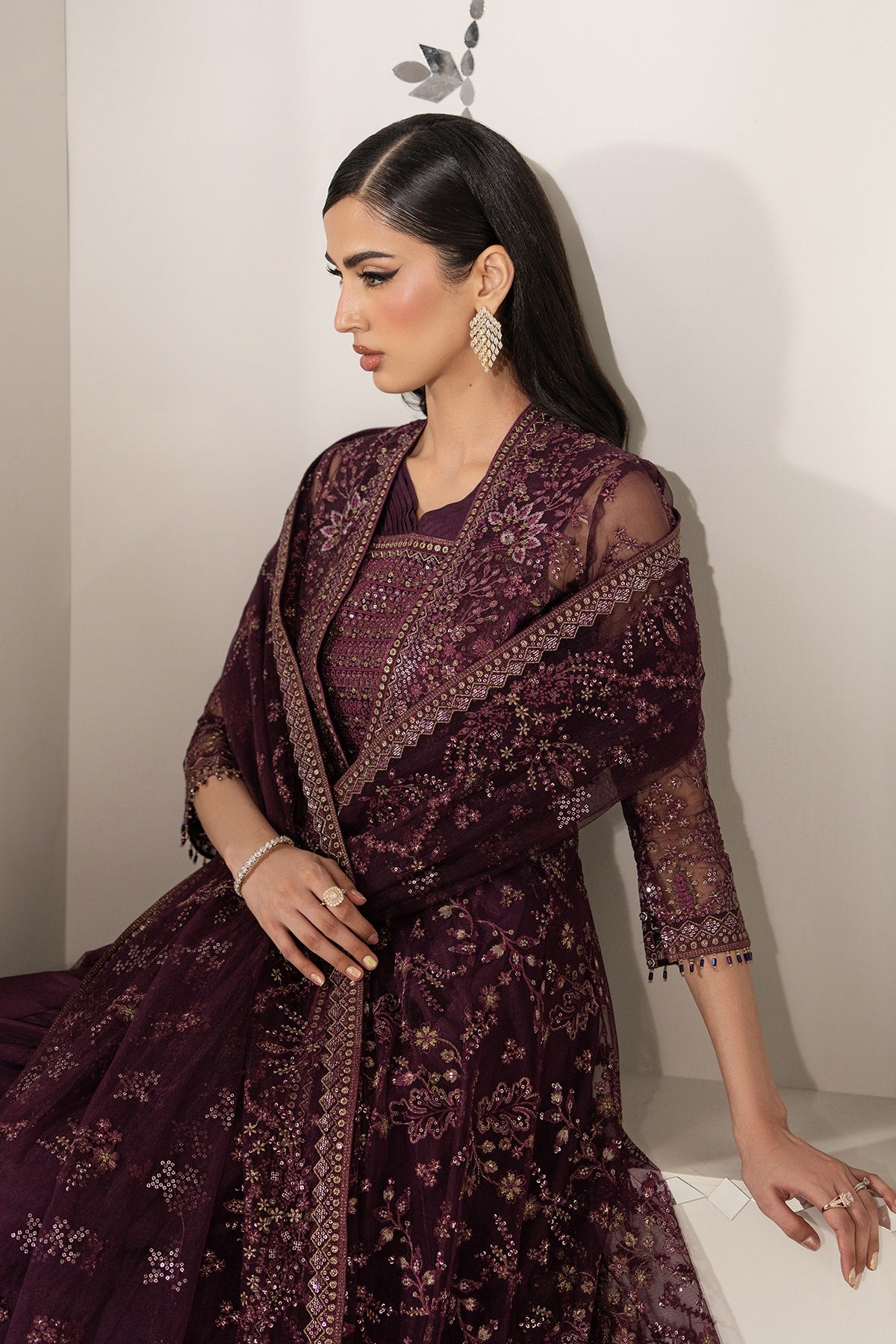 Lavish Premium - Shehnai - Embroidered Organza - Raos-e-gul