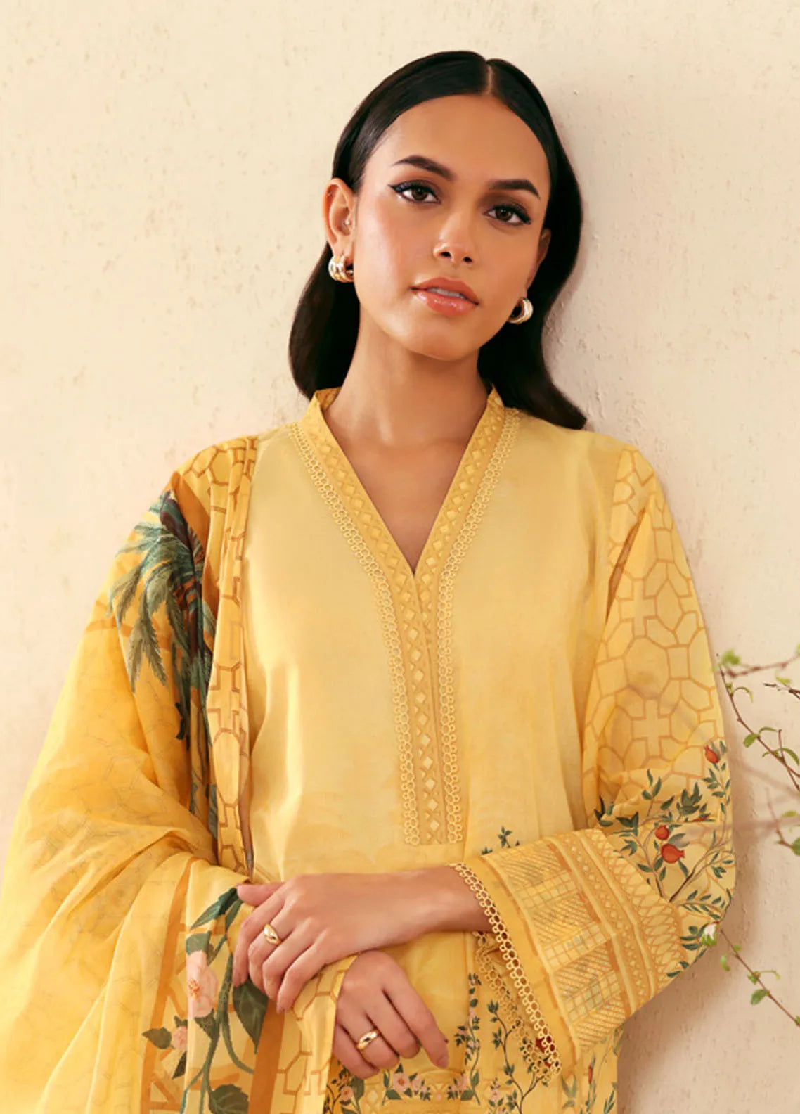 Sahar - Printed Lawn - Golden Trellis