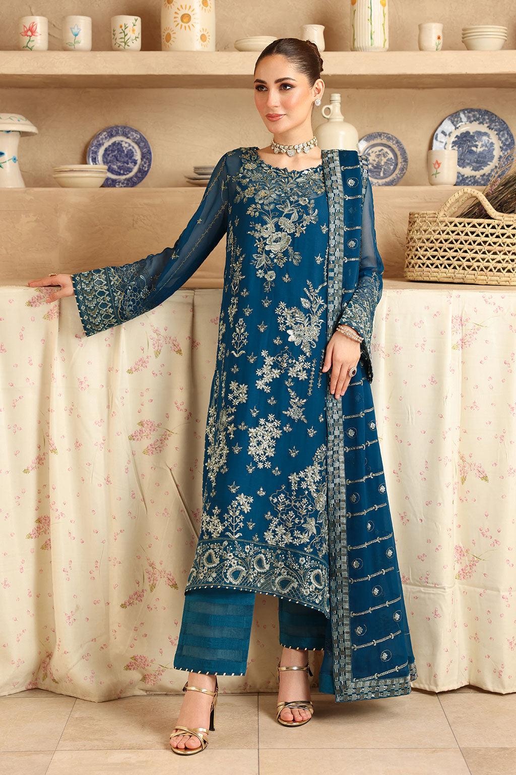 Ramsha - Sonehri -  Embroidered Chiffon - BB 202