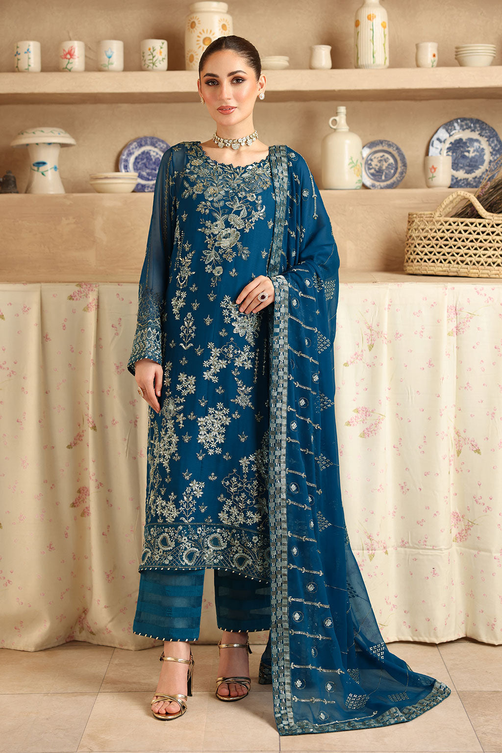 Ramsha - Sonehri -  Embroidered Chiffon - BB 202