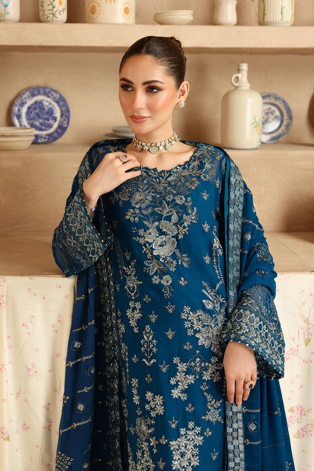 Ramsha - Sonehri -  Embroidered Chiffon - BB 202