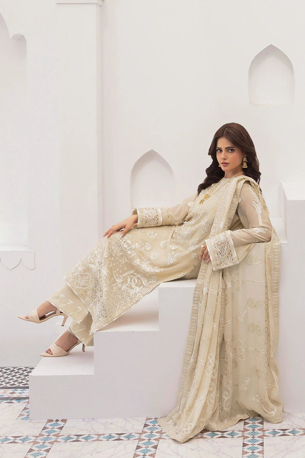 Ramsha - Sonehri - Embroidered Chiffon - BB 302
