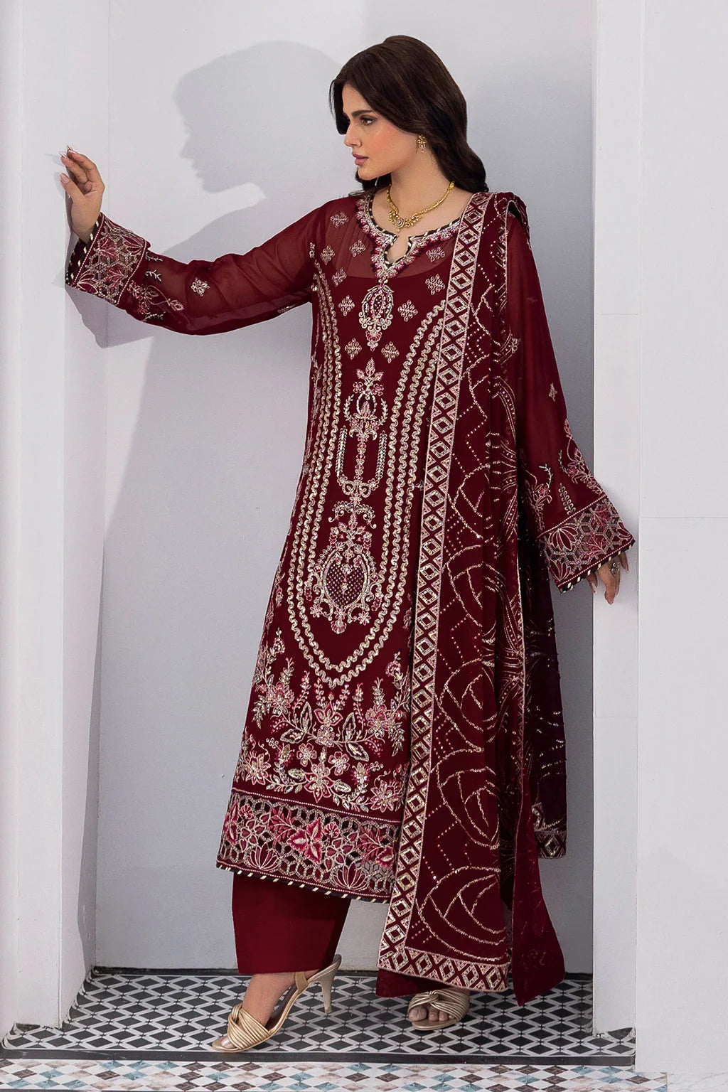 Ramsha - Sonehri - Embroidered Chiffon - BB 301